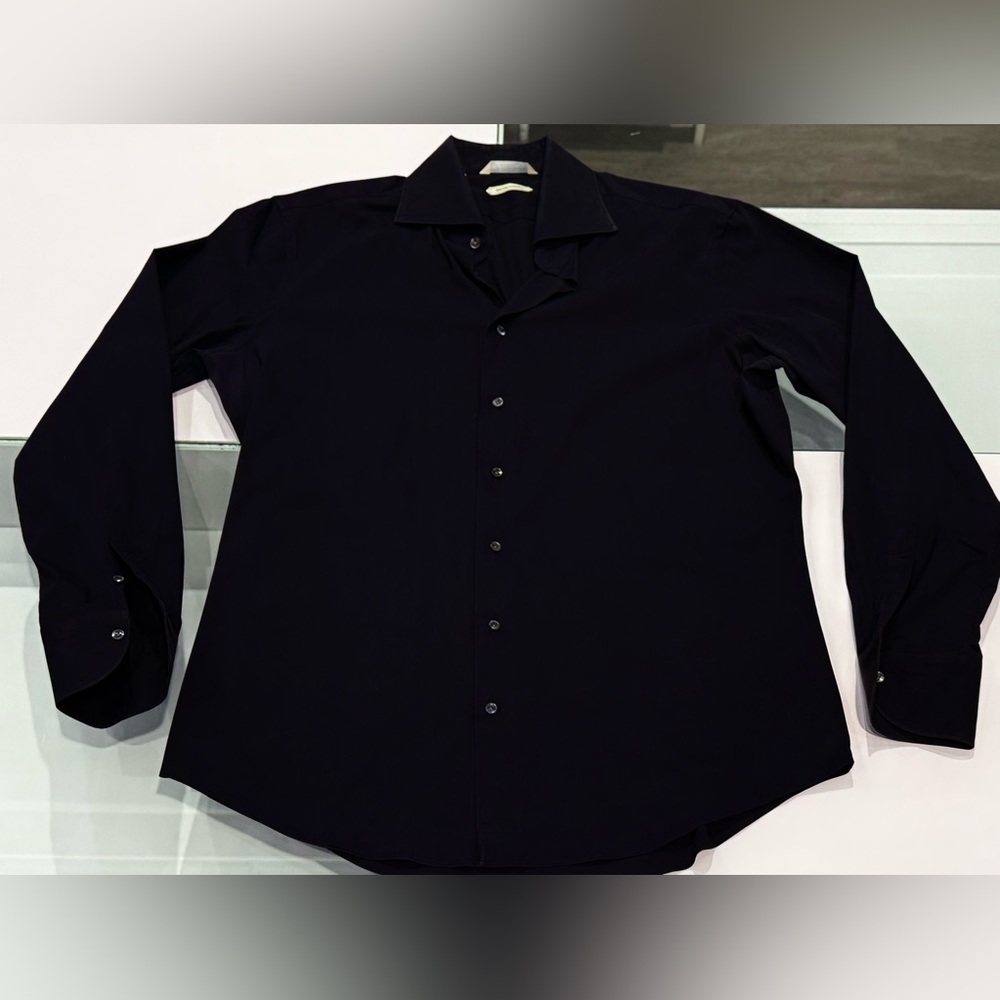 SUITSUPPLY Dark Navy Cotton Stretch Shirt 17 Extra Slim Fit XL